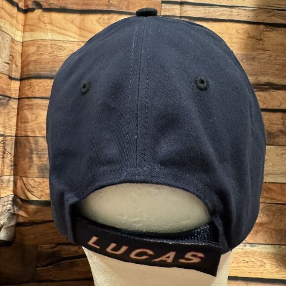Lucas Racing Oil Products Hat Cap Navy Blue Black Racing Adjustable Strap - Picture 3 of 7